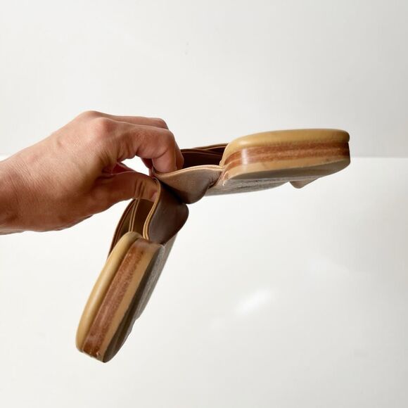 Nisolo Catalina Slide Sandals Slip On Cross Square Toe Almond Tan Size 9.5 - Picture 5 of 6